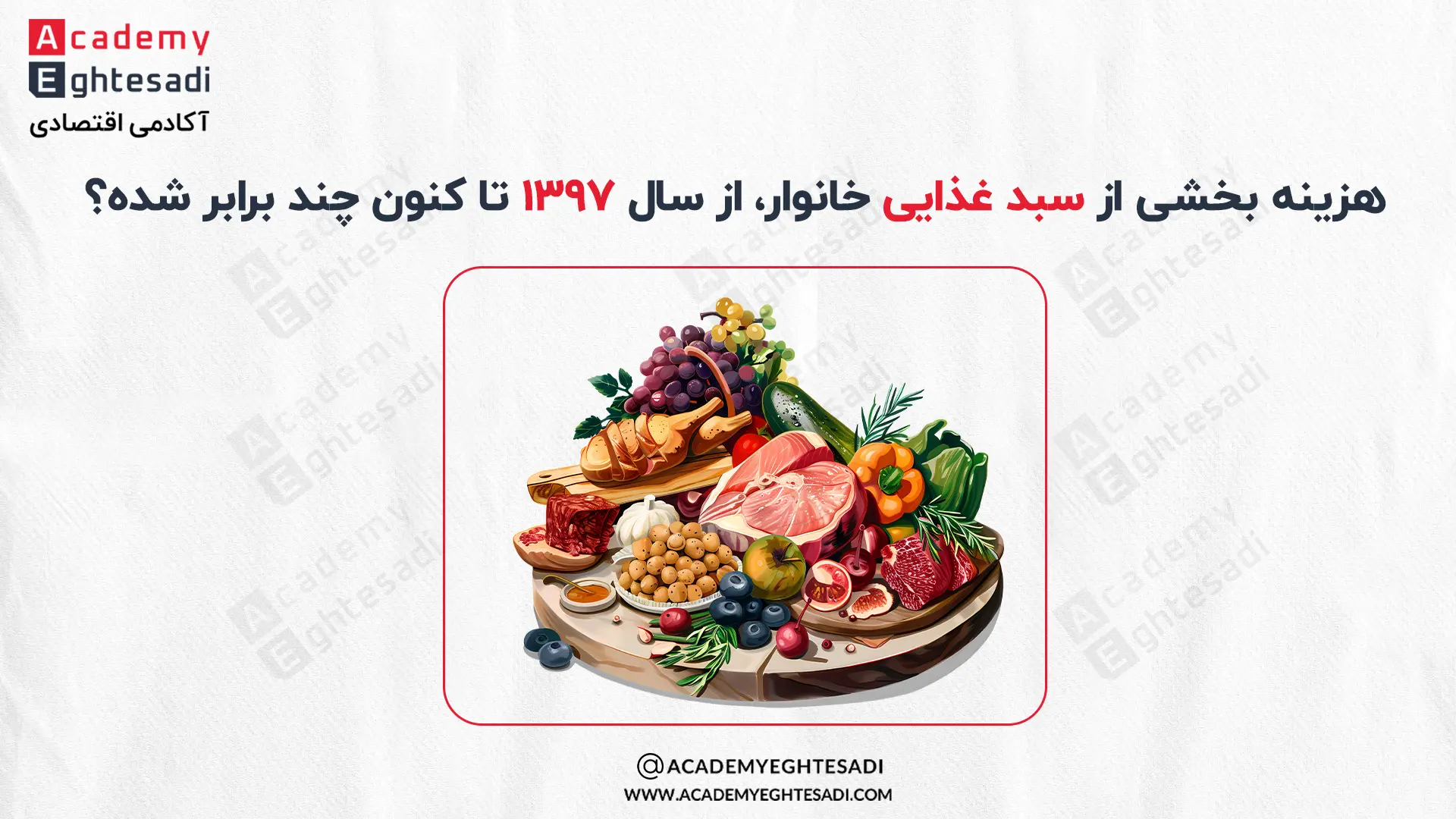 کاور مقاله بررسی این که هزینه بخشی از سبد غذایی خانوار از سال ۱۳۹۷ تا کنون چند برابر شده است.
