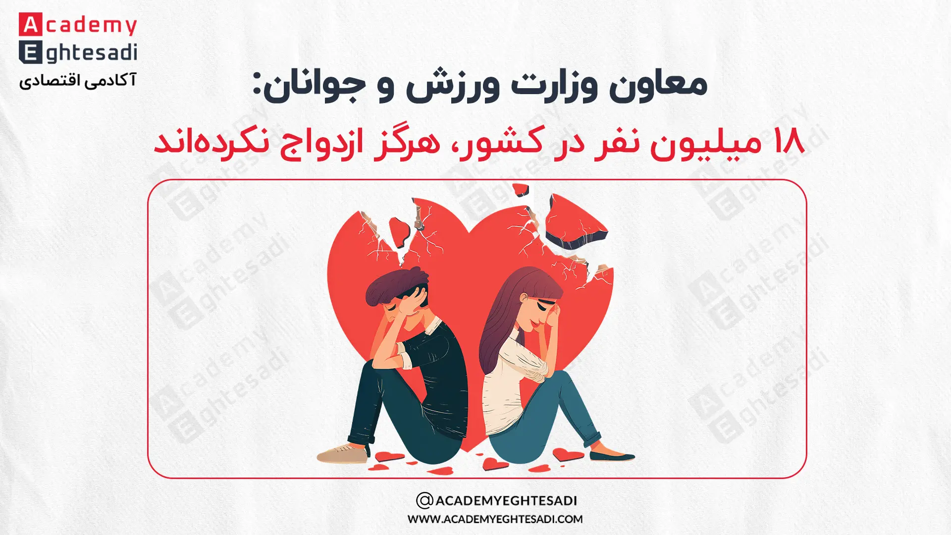 تصویر کاور تحلیل آمار ۱۸ میلیون نفر افراد هرگز ازدواج نکرده در کشور به نقل از معاونت وزارت ورزش و جوانان.